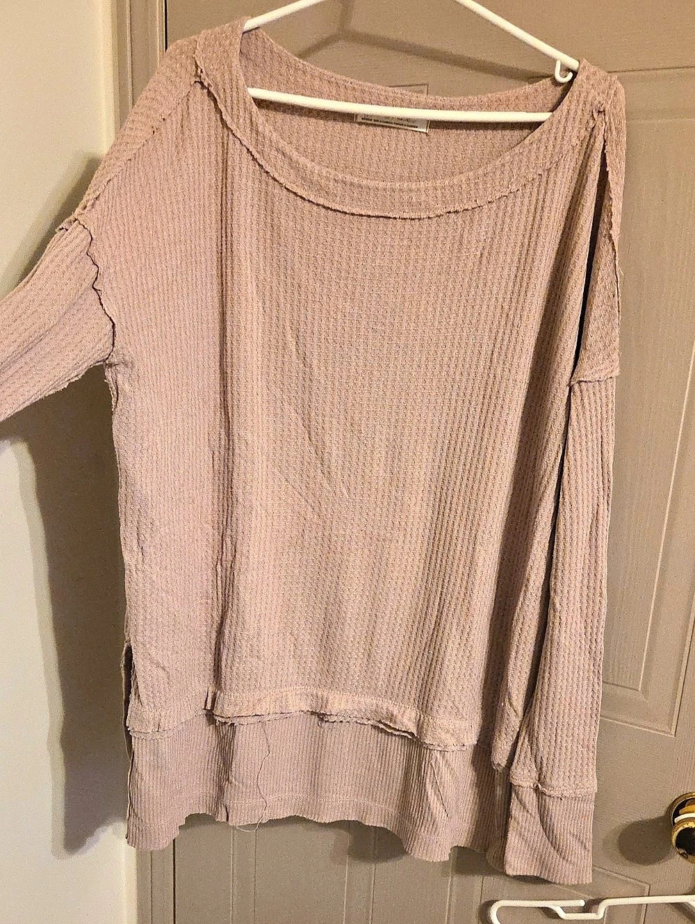 Free People Sunset Park Thermal Pink Knit Sweater